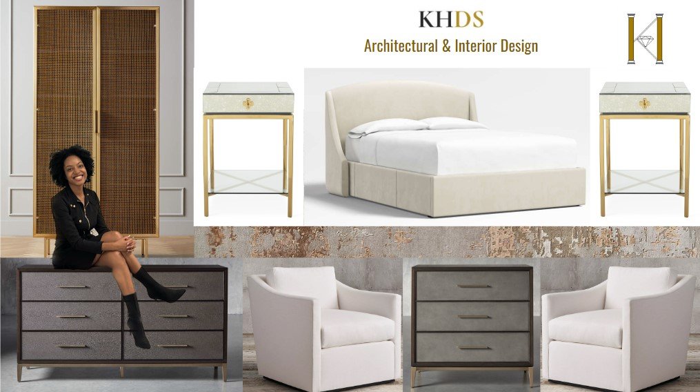 Curated furnishing and materials board for a KHDS residential project